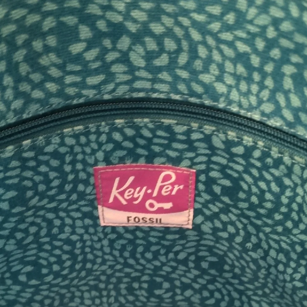 Fossil Key Per Large Coated Canvas Tote Bag‎ Shoulder Purse w/ Matching Pouch